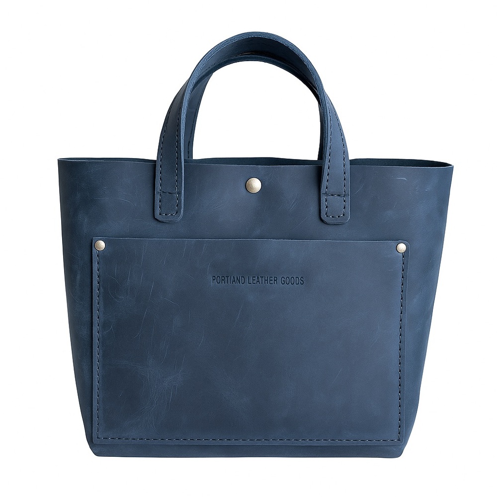 New! Portland Leather Goods Navy Medium Tote